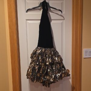 Vintage Chic Black and Gold A-Line Skirt